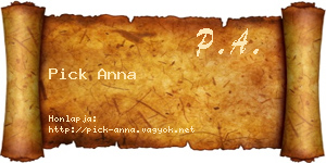 Pick Anna névjegykártya